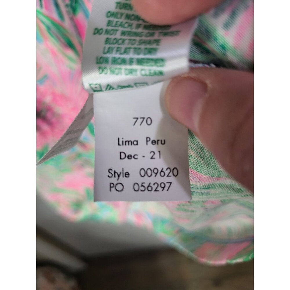 Lilly Pulitzer Belden Ruched Elbow Sleeve Dress Womens LG Floral Spring Preppy - Picture 7 of 9